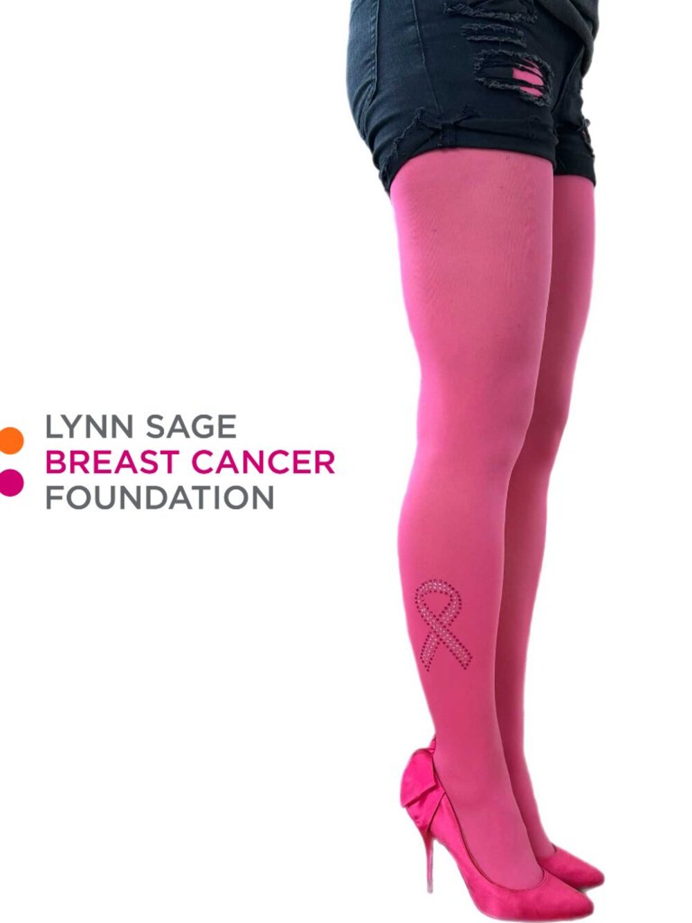 Breast Cancer Awareness Rhinestone Tights - Picture 3 of 4